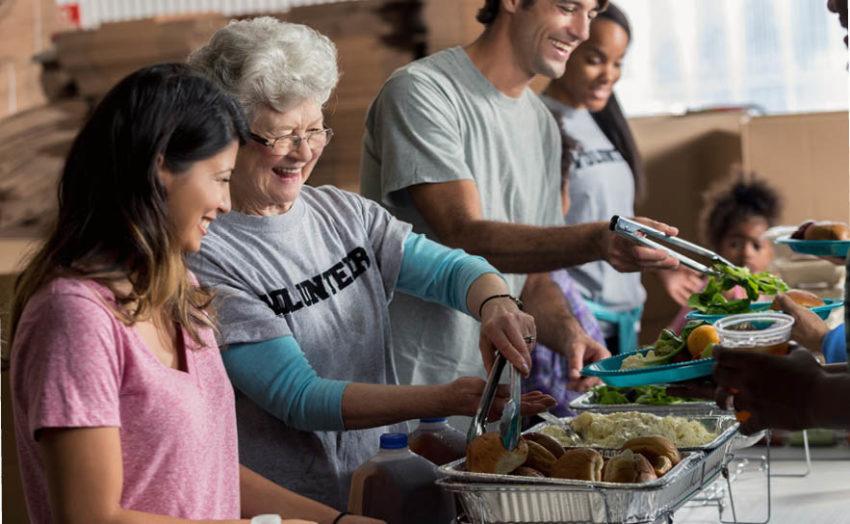 Volunteers of a food bank fighting food insecurity