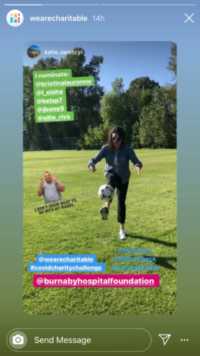 Instagram post of someone doing the COVID Charity Challenge